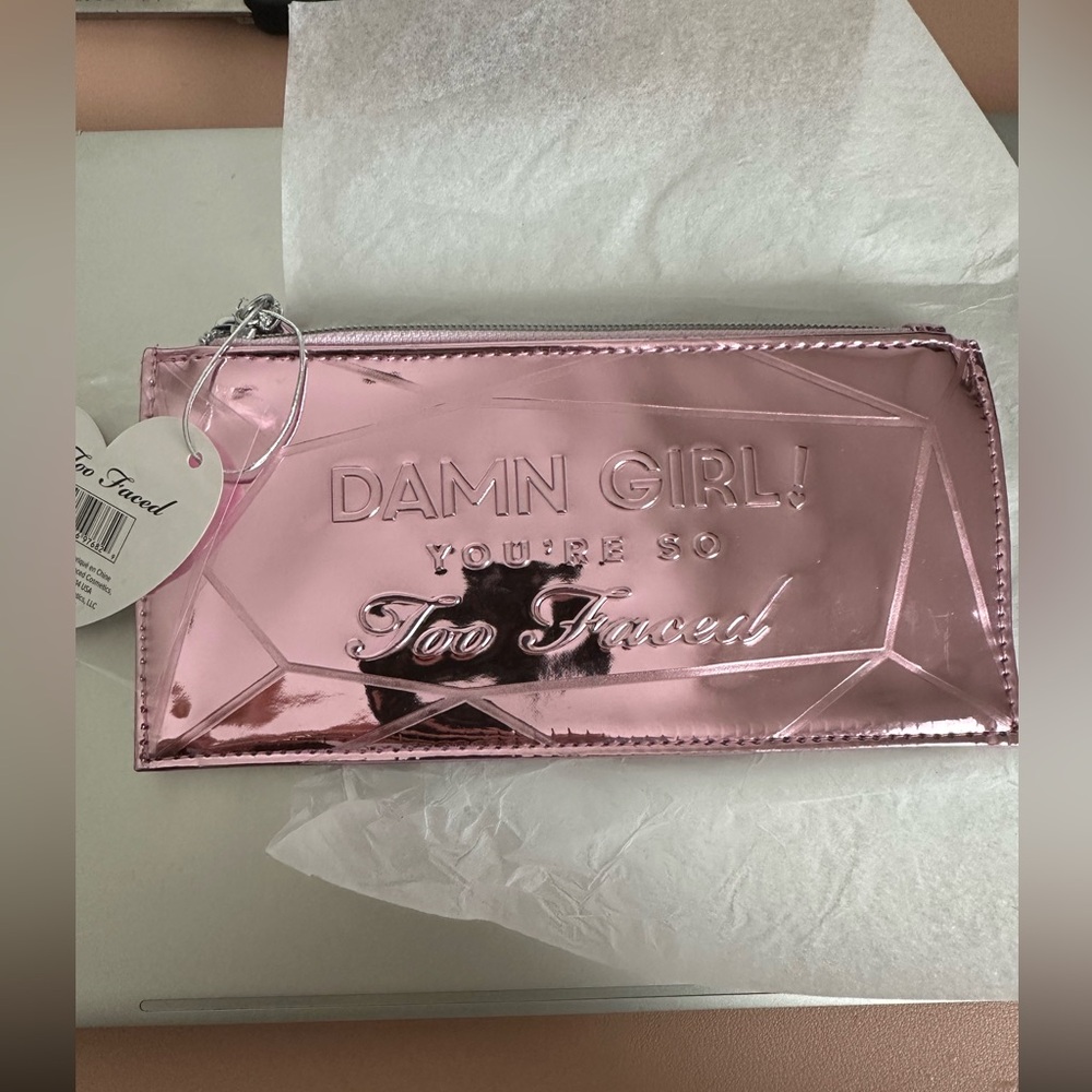 Too Faced Metallic Pink "Damn Girl! You're So" Cosmetic Bag